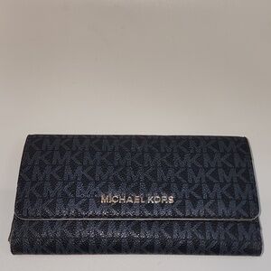 MICHAEL KORS Navy Logo Continental Wallet